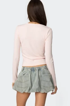 Madeline Lace Trim Ribbed Top