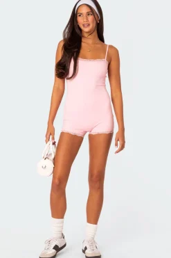 Mandi Lace Trim Romper