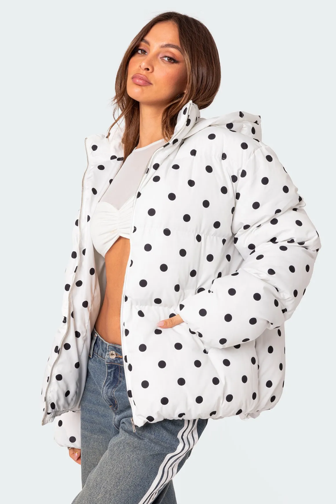 Marcey Polka Dot Hooded Puffer