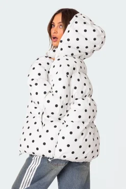 Marcey Polka Dot Hooded Puffer