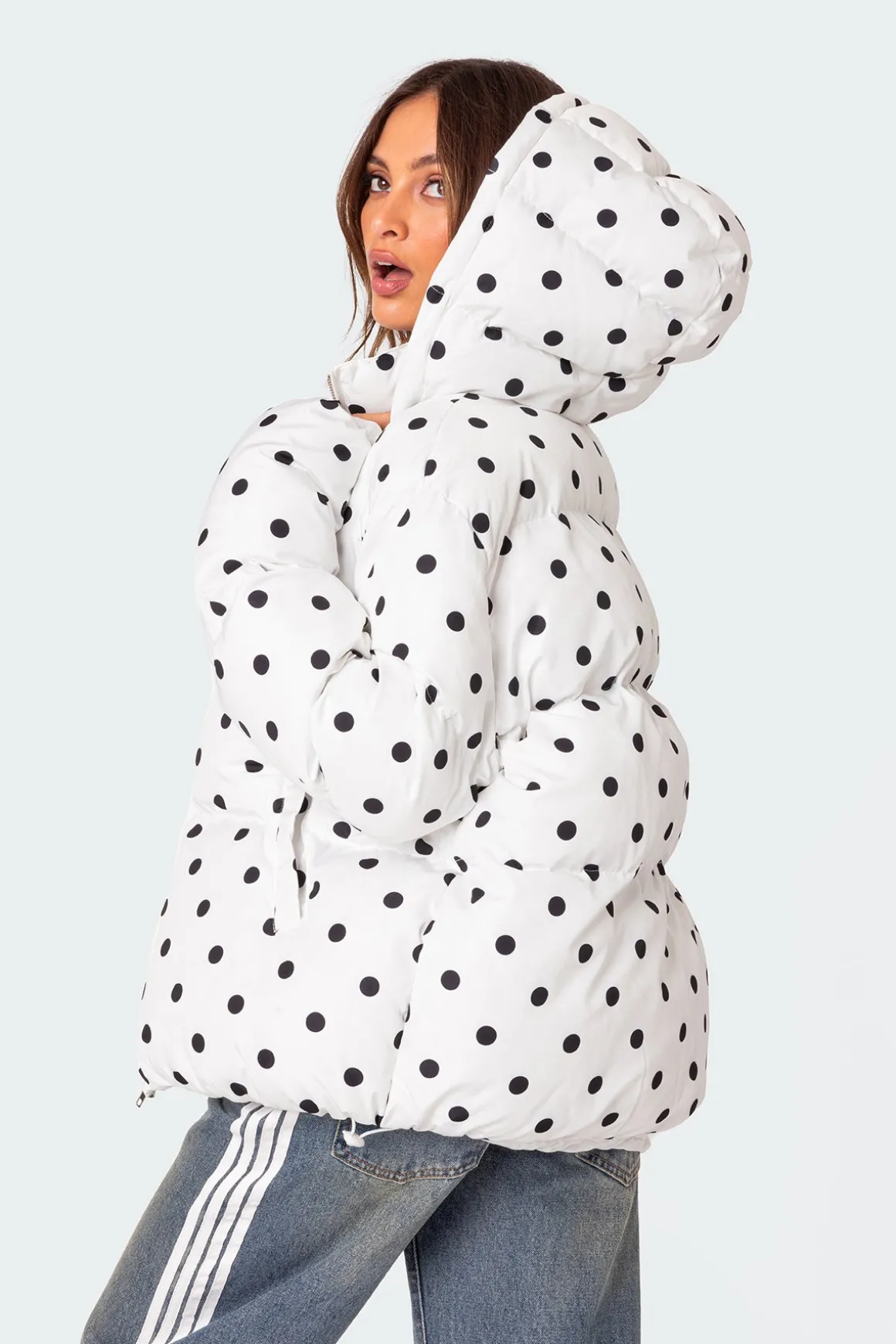 Marcey Polka Dot Hooded Puffer