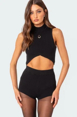 Marcus High Neck Knit Crop Top
