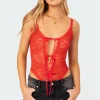 Maribelle Tie Front Sheer Lace Bodysuit