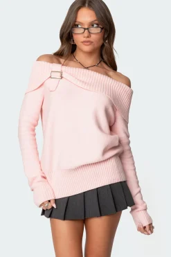 Marilyn Buckled Off Shoulder Sweater