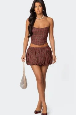 Marlene Plaid Bubble Mini Skirt