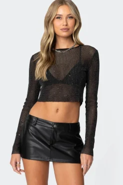 Marly Sheer Shimmer Sequin Top
