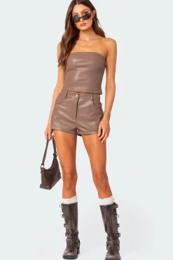 Martine Faux Leather Tube Top