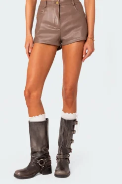 Martine High Rise Faux Leather Shorts