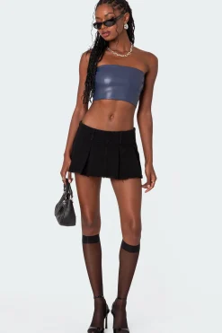Mazie Faux Leather Bandeau Top