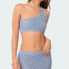 Mermaid One Shoulder Crochet Crop Top