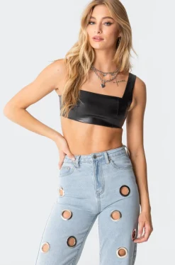 Midnight Faux Leather Crop Top