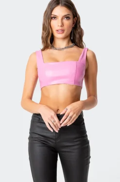 Midnight Faux Leather Crop Top