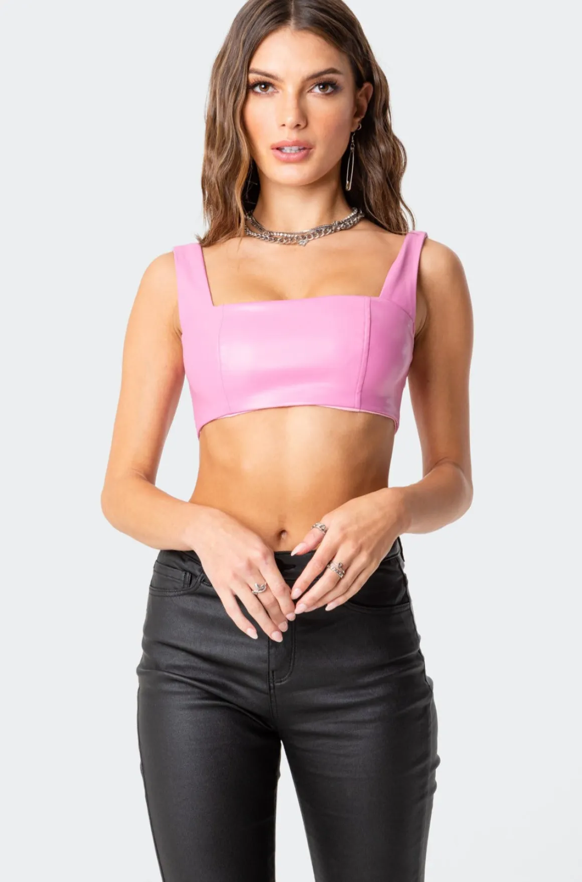 Midnight Faux Leather Crop Top