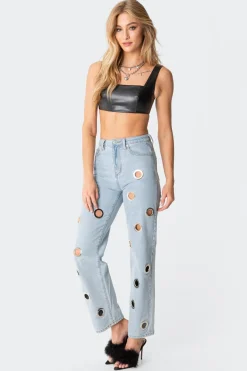 Midnight Faux Leather Crop Top