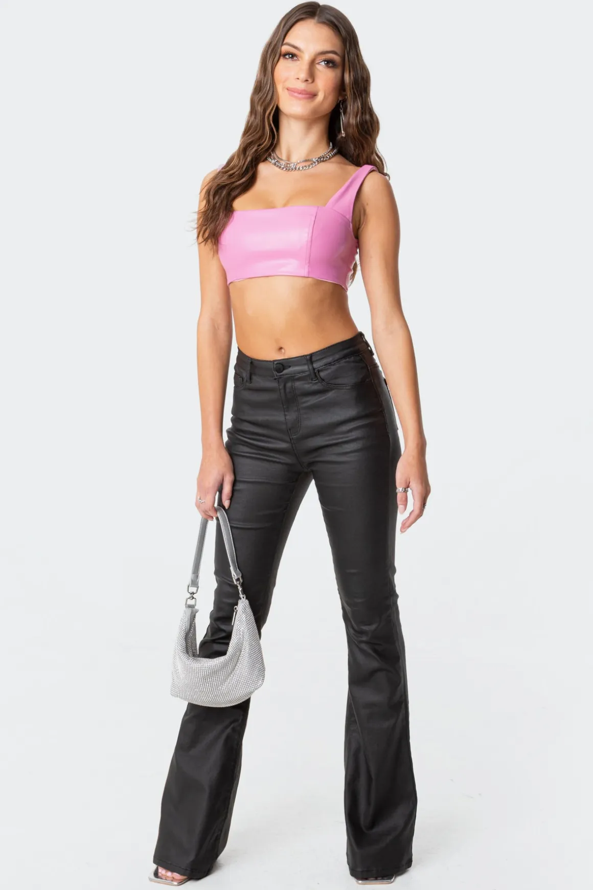 Midnight Faux Leather Crop Top