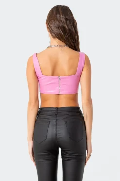 Midnight Faux Leather Crop Top