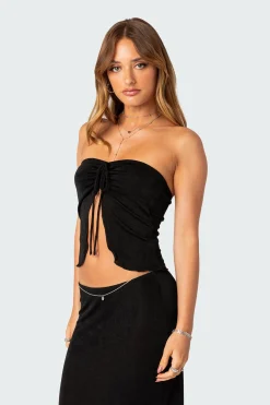 Milan Gathered Split Front Tube Top