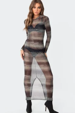 Mindful Sheer Mesh Maxi Dress
