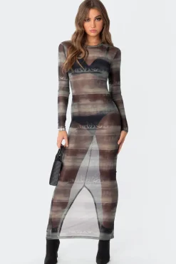 Mindful Sheer Mesh Maxi Dress