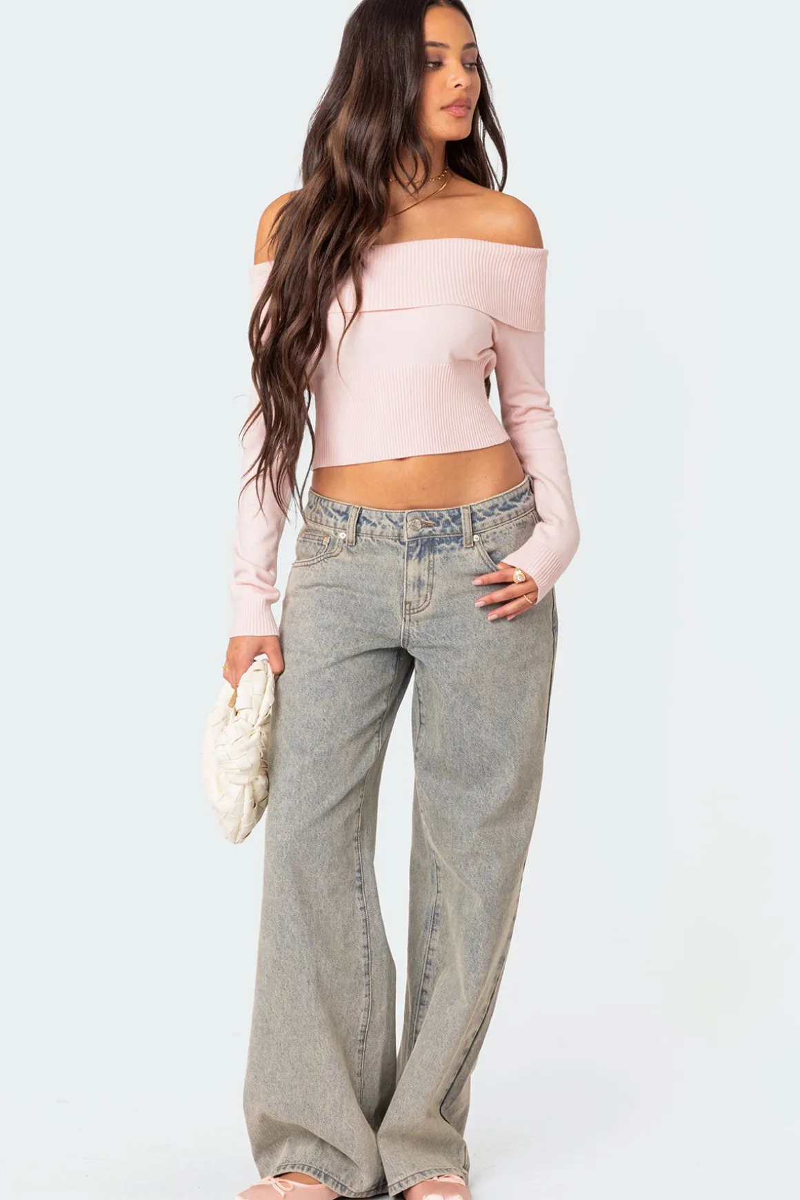 Minnie Cropped Fold Over Knit Top