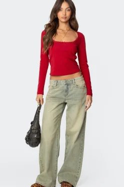Mora Lace Trim Ribbed T Shirt