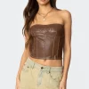 Moss Faux Leather Lace Up Corset