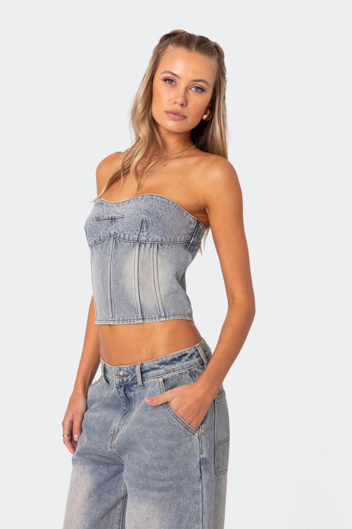 Myla Washed Denim Corset