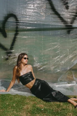 Nalaya Faux Leather Tube Top
