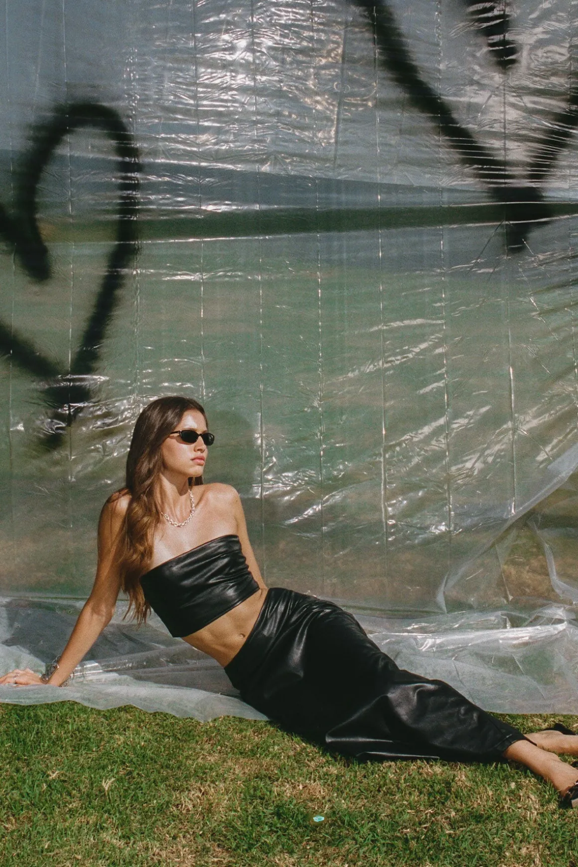 Nalaya Faux Leather Tube Top