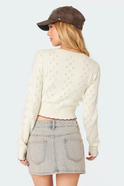 Nelly Embroidered Knit Crop Top