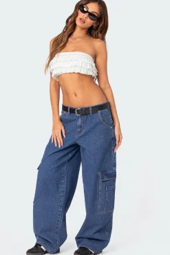 Nia Ruffled Eyelet Bandeau Top