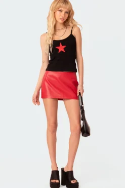 Noa Low Rise Faux Leather Micro Skirt