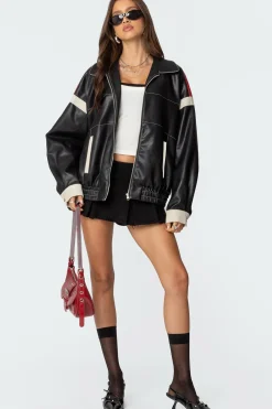 North Star Faux Leather Jacket