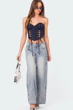 Oaklynn Stitch Detail Low Rise Jeans