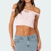 Off Shoulder Trimmed Knit Top