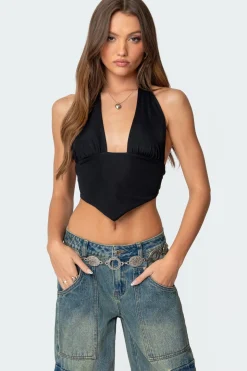 Open Back Triangle Halter Top