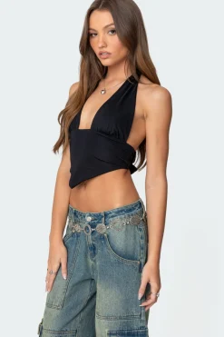 Open Back Triangle Halter Top