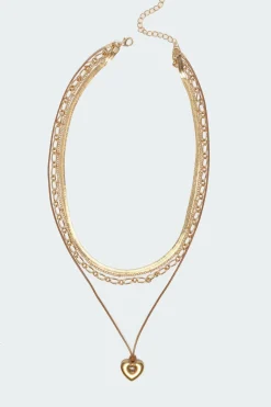 Open Heart Layered Necklace