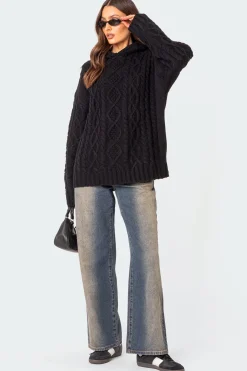 Oversized Cable Knit Hoodie