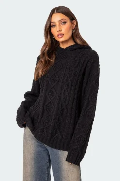 Oversized Cable Knit Hoodie