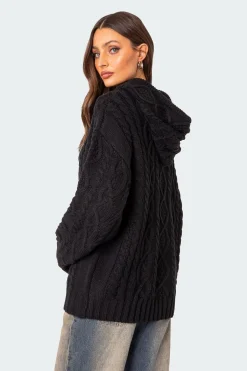Oversized Cable Knit Hoodie