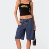 Oversized Low Rise Denim Bermuda Shorts