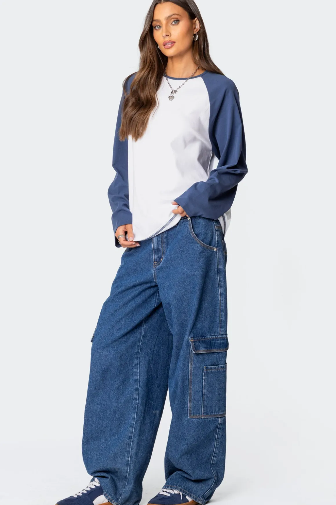 Oversized Raglan Long Sleeve T Shirt