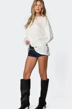Oversized Semi Sheer Long Sleeve T Shirt