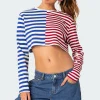 Oversized Striped Long Sleeve T Shirt