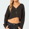 Oversized Waffle Knit Cropped Cardigan