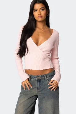 Paden Ribbed Knit Wrap Top