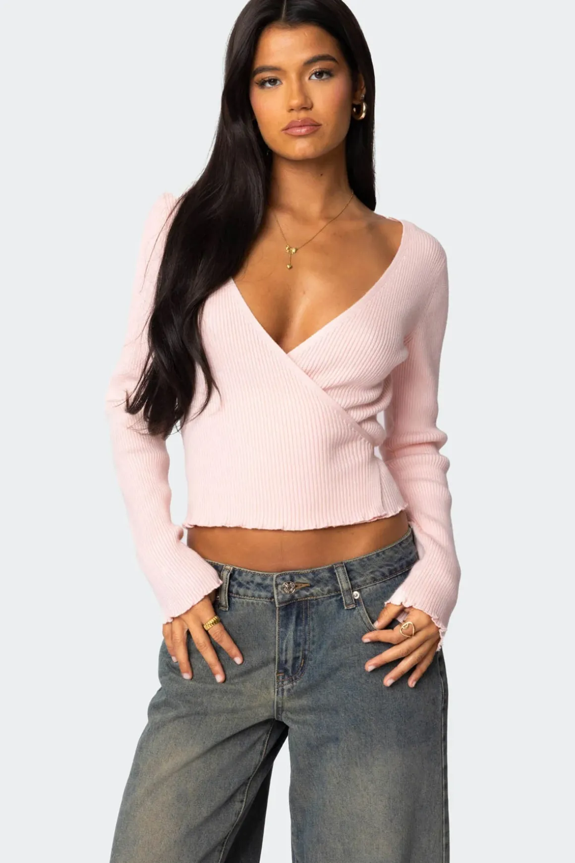 Paden Ribbed Knit Wrap Top