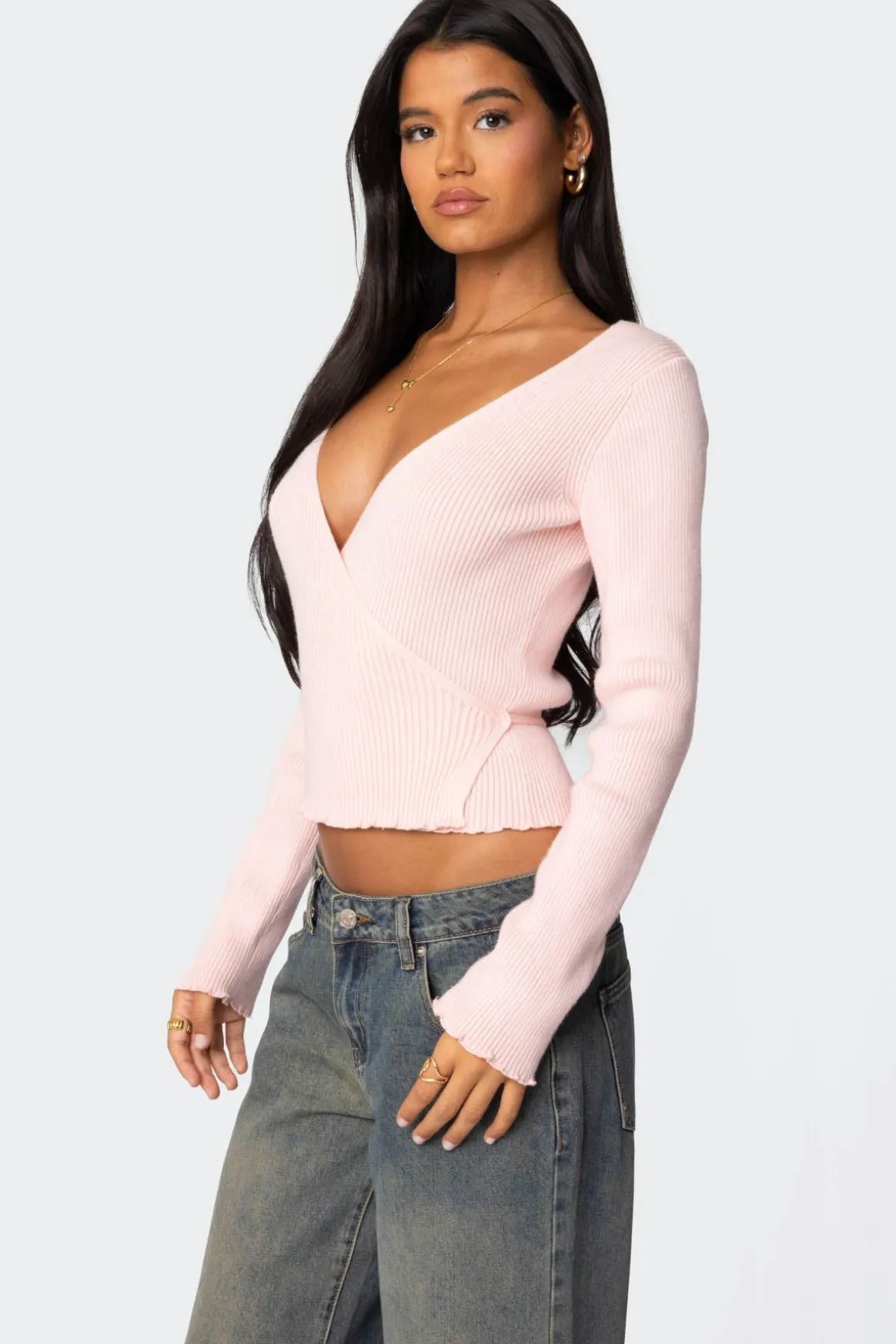 Paden Ribbed Knit Wrap Top