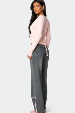 Paden Ribbed Knit Wrap Top
